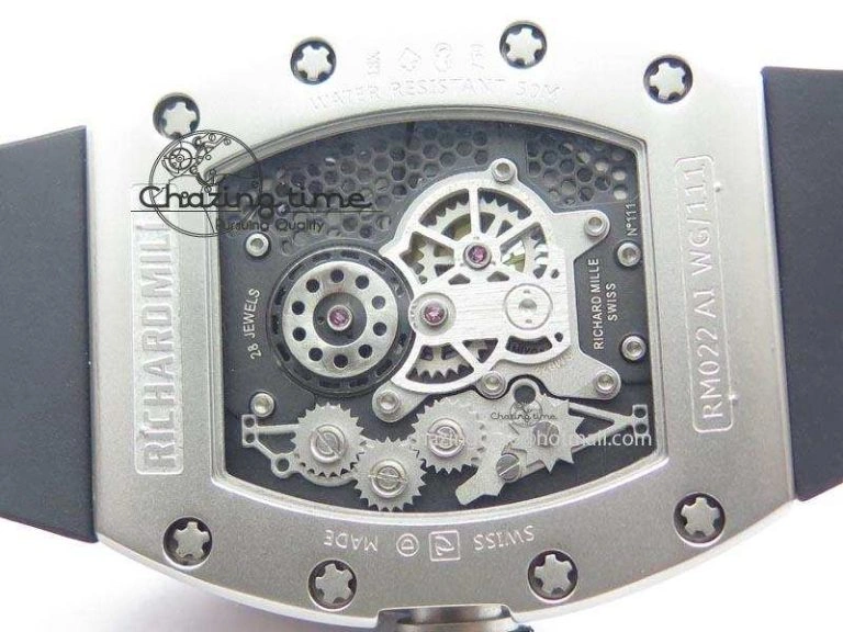 RM022 SS Skeleton Dial On Black Rubber Strap MIYOTA 9015