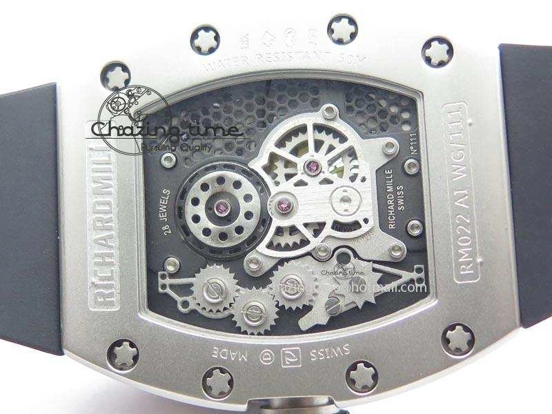 RM022 SS Skeleton Dial On Black Rubber Strap MIYOTA 9015