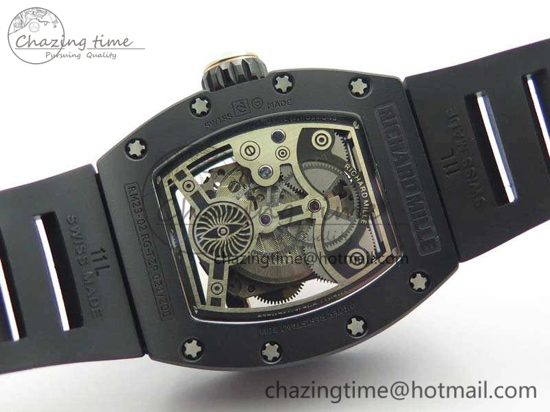 RM023 Ceramic Case KVF Best Edition Eagle Skeleton Dial RG Crown On Rubber Strap MIYOTA8215