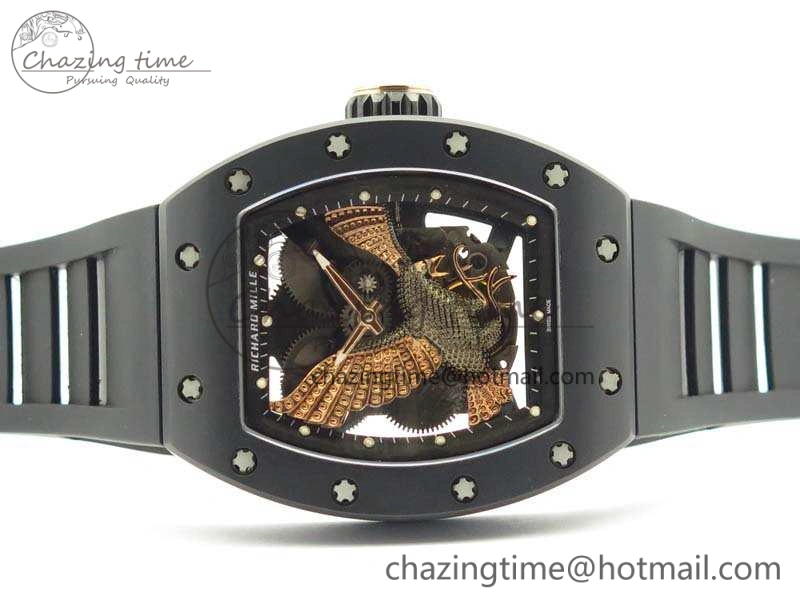 RM023 Ceramic Case KVF Best Edition Eagle Skeleton Dial RG Crown On Rubber Strap MIYOTA8215