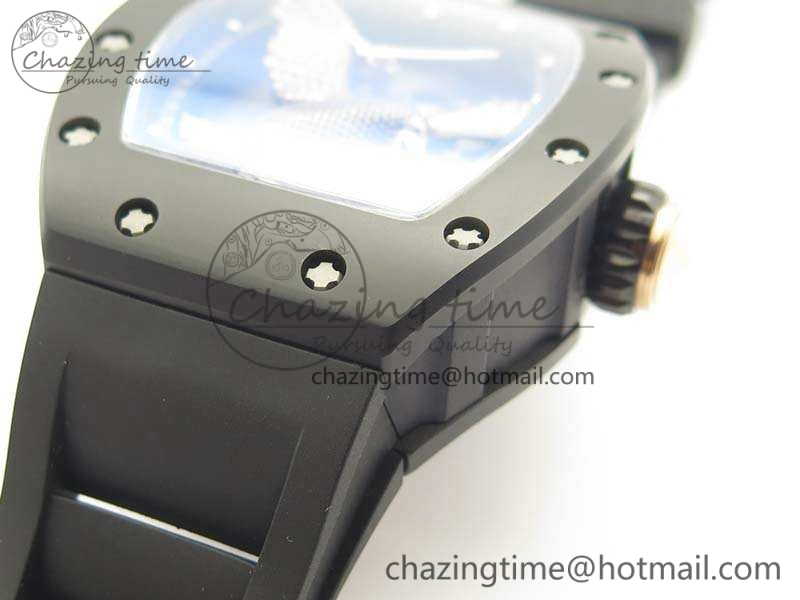 RM023 Ceramic Case KVF Best Edition Eagle Skeleton Dial RG Crown On Rubber Strap MIYOTA8215