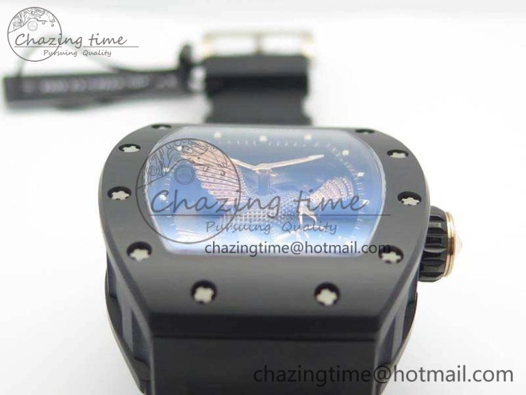 RM023 Ceramic Case KVF Best Edition Eagle Skeleton Dial RG Crown On Rubber Strap MIYOTA8215