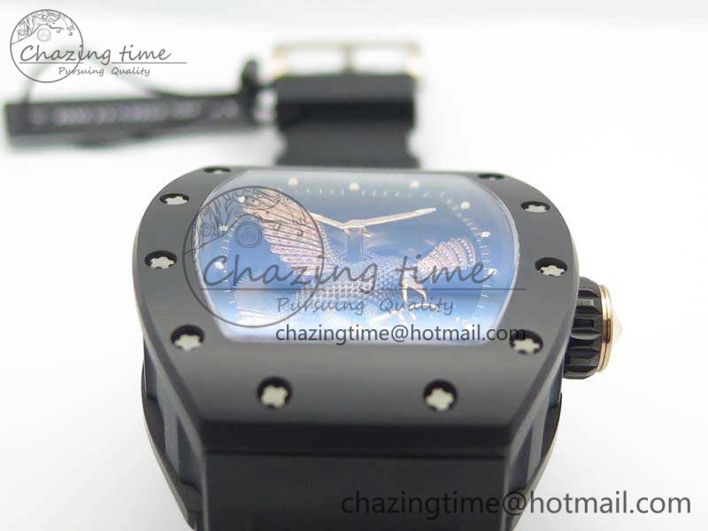 RM023 Ceramic Case KVF Best Edition Eagle Skeleton Dial RG Crown On Rubber Strap MIYOTA8215