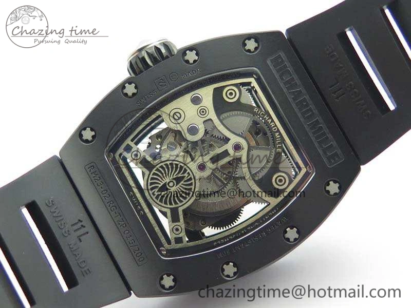 RM023 Ceramic Case KVF Best Edition Eagle Skeleton Dial SS Crown On Rubber Strap MIYOTA8215
