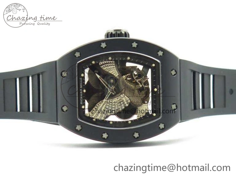 RM023 Ceramic Case KVF Best Edition Eagle Skeleton Dial SS Crown On Rubber Strap MIYOTA8215