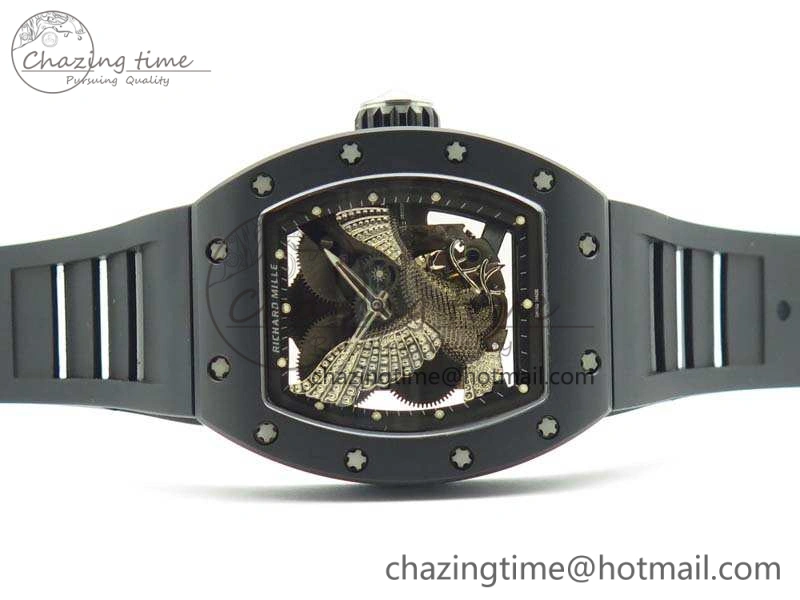 RM023 Ceramic Case KVF Best Edition Eagle Skeleton Dial SS Crown On Rubber Strap MIYOTA8215