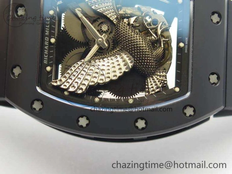 RM023 Ceramic Case KVF Best Edition Eagle Skeleton Dial SS Crown On Rubber Strap MIYOTA8215