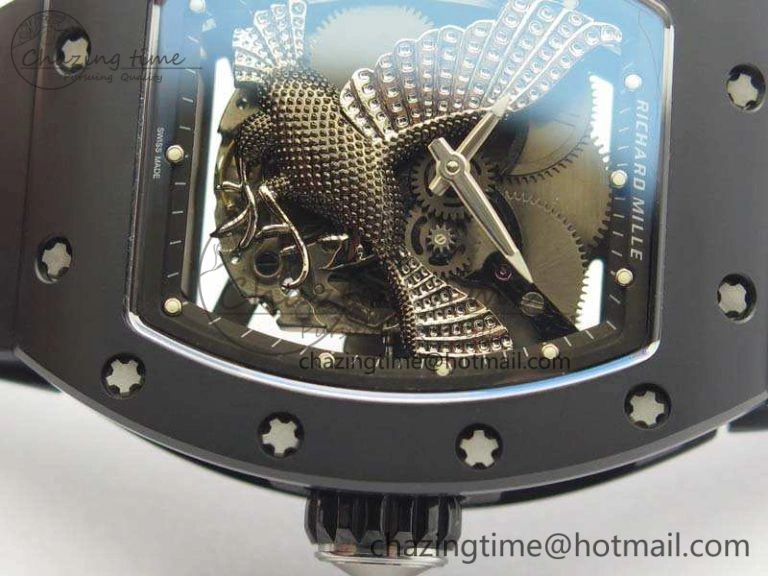RM023 Ceramic Case KVF Best Edition Eagle Skeleton Dial SS Crown On Rubber Strap MIYOTA8215