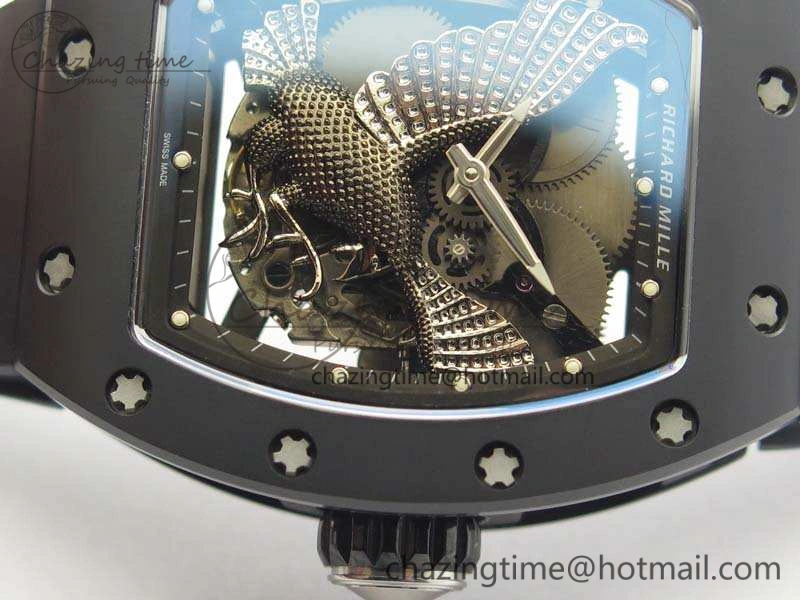 RM023 Ceramic Case KVF Best Edition Eagle Skeleton Dial SS Crown On Rubber Strap MIYOTA8215