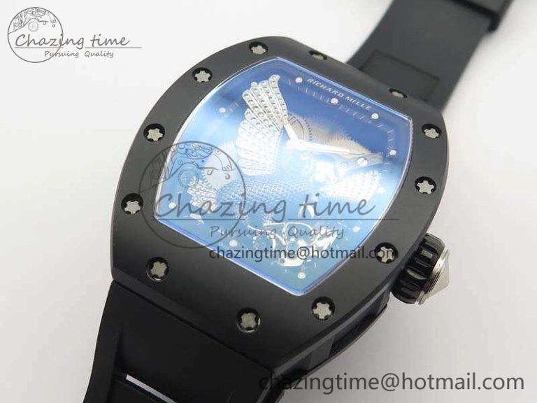 RM023 Ceramic Case KVF Best Edition Eagle Skeleton Dial SS Crown On Rubber Strap MIYOTA8215