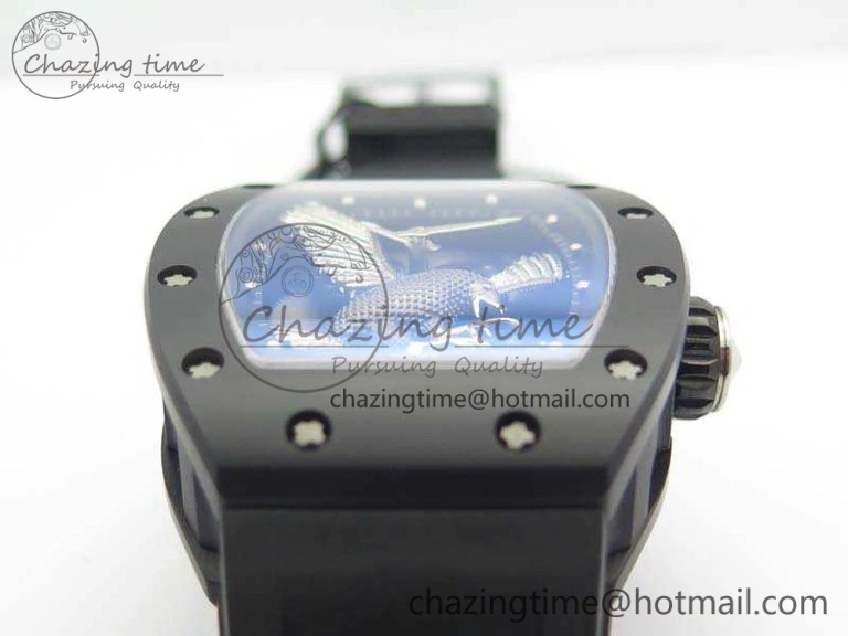 RM023 Ceramic Case KVF Best Edition Eagle Skeleton Dial SS Crown On Rubber Strap MIYOTA8215