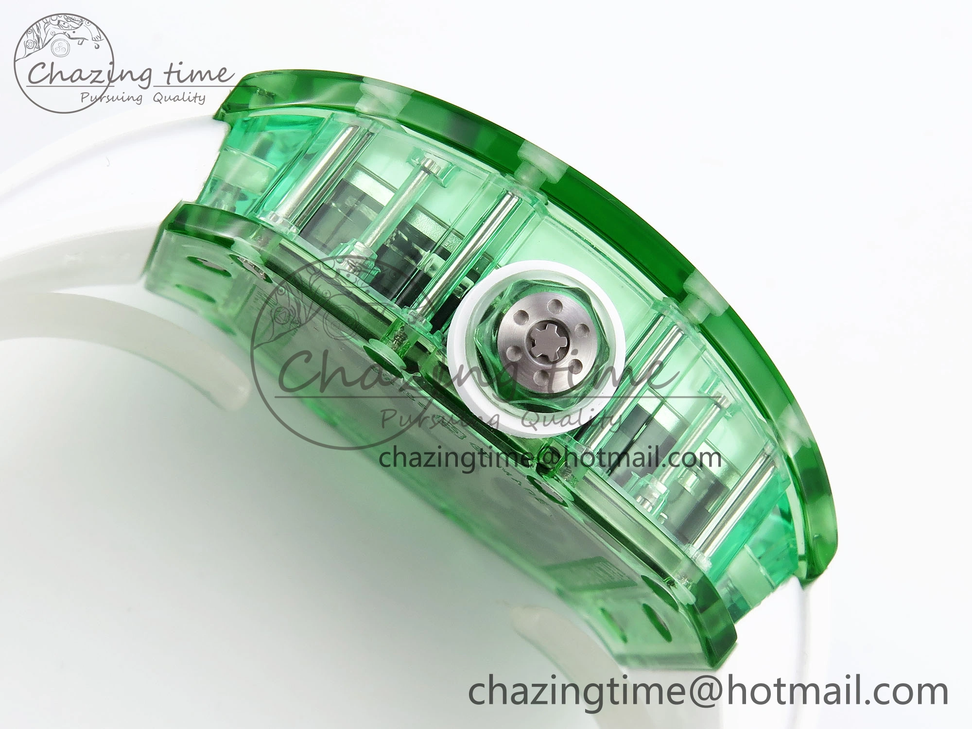 RM026 Green Transparent Tourbillon RM Best Edition Panda Skeleton Dial on Rubber Strap