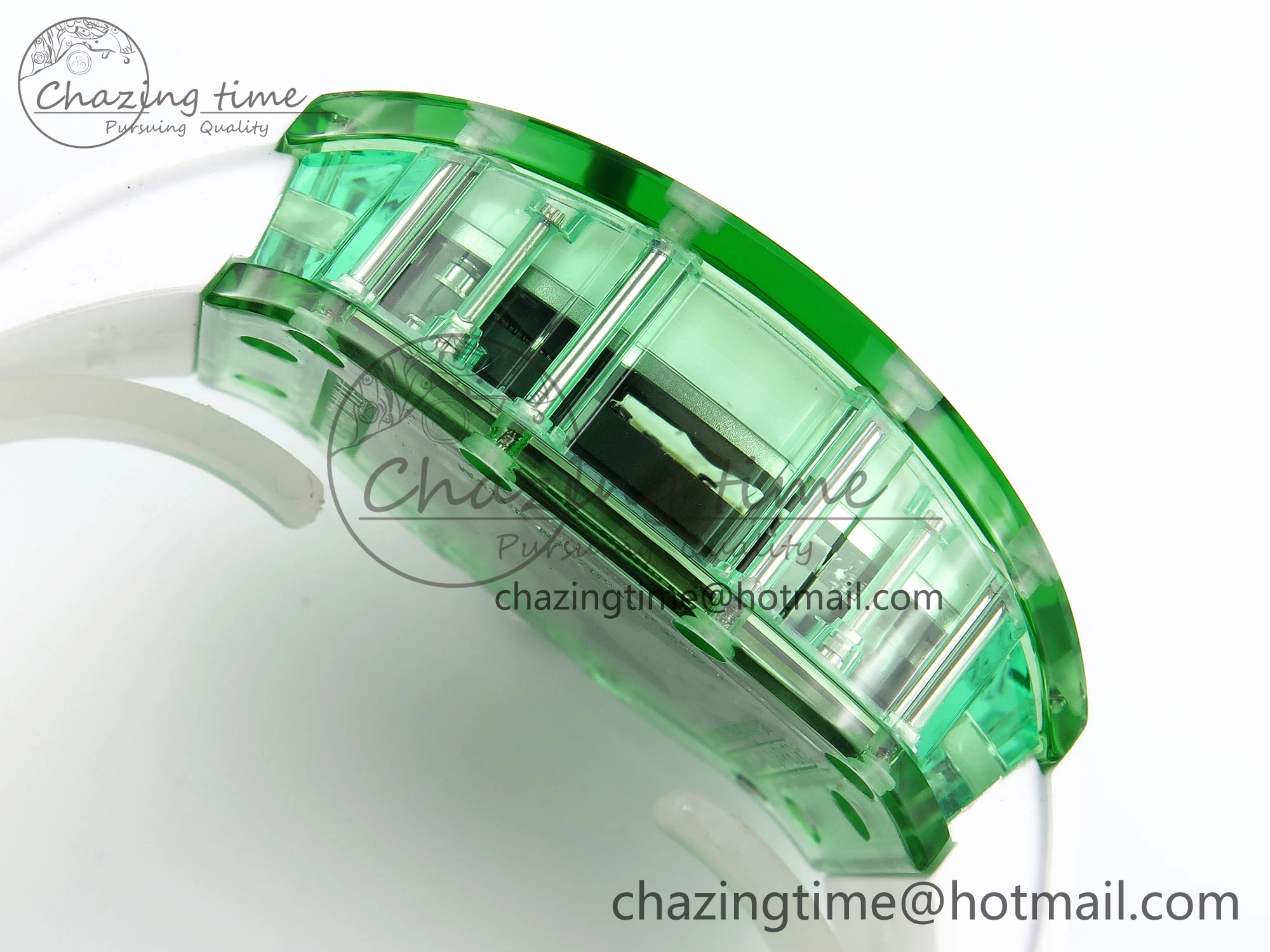 RM026 Green Transparent Tourbillon RM Best Edition Panda Skeleton Dial on Rubber Strap