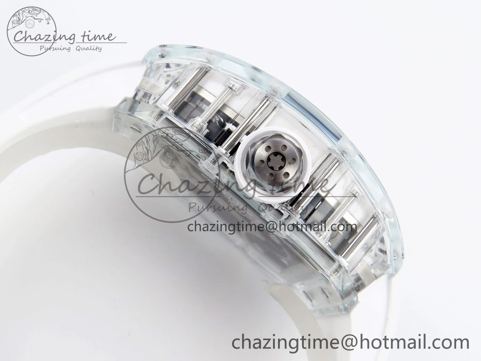 RM026 Transparent Tourbillon RM Best Edition Panda Skeleton Dial on Rubber Strap