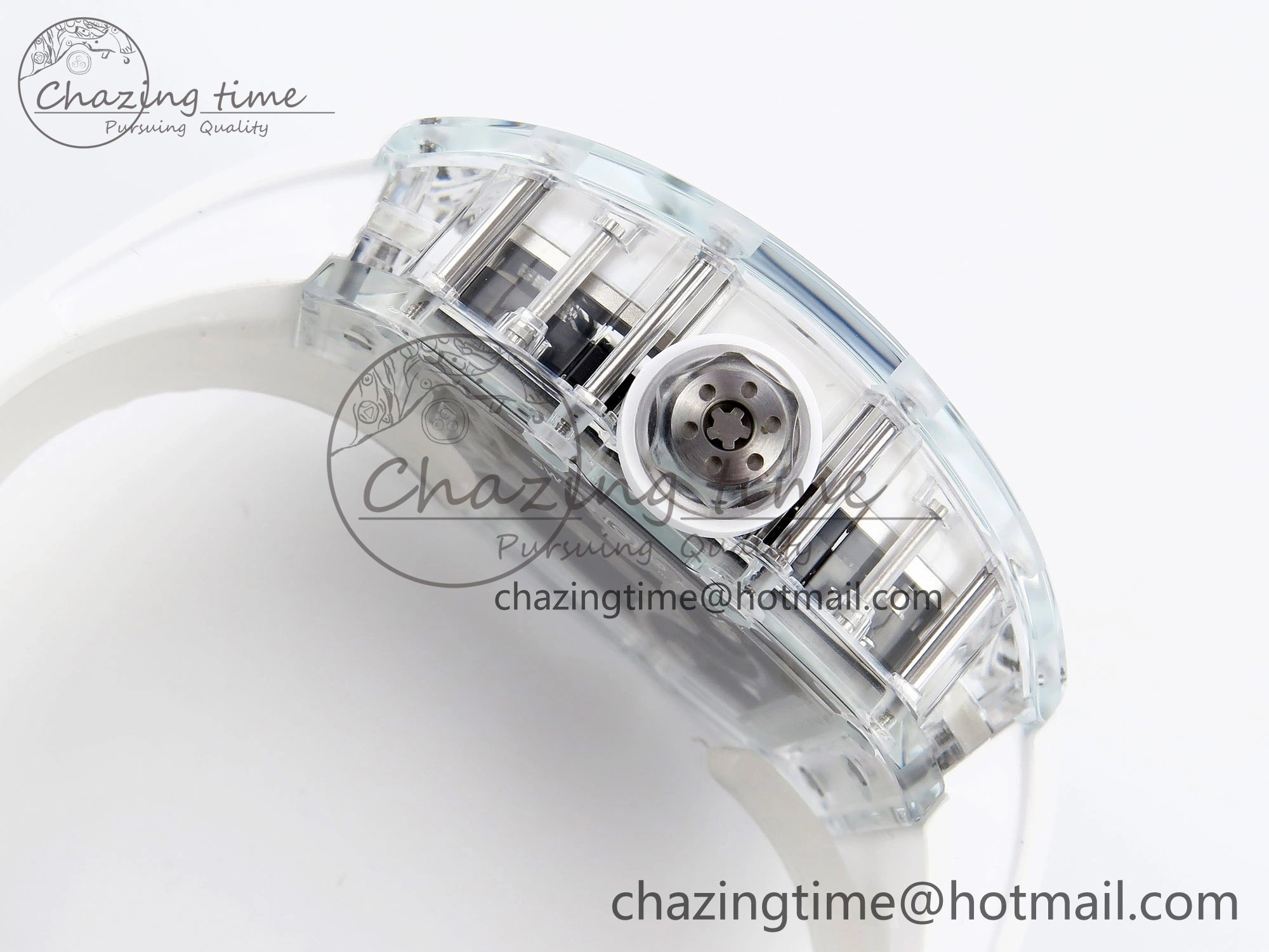 RM026 Transparent Tourbillon RM Best Edition Panda Skeleton Dial on Rubber Strap