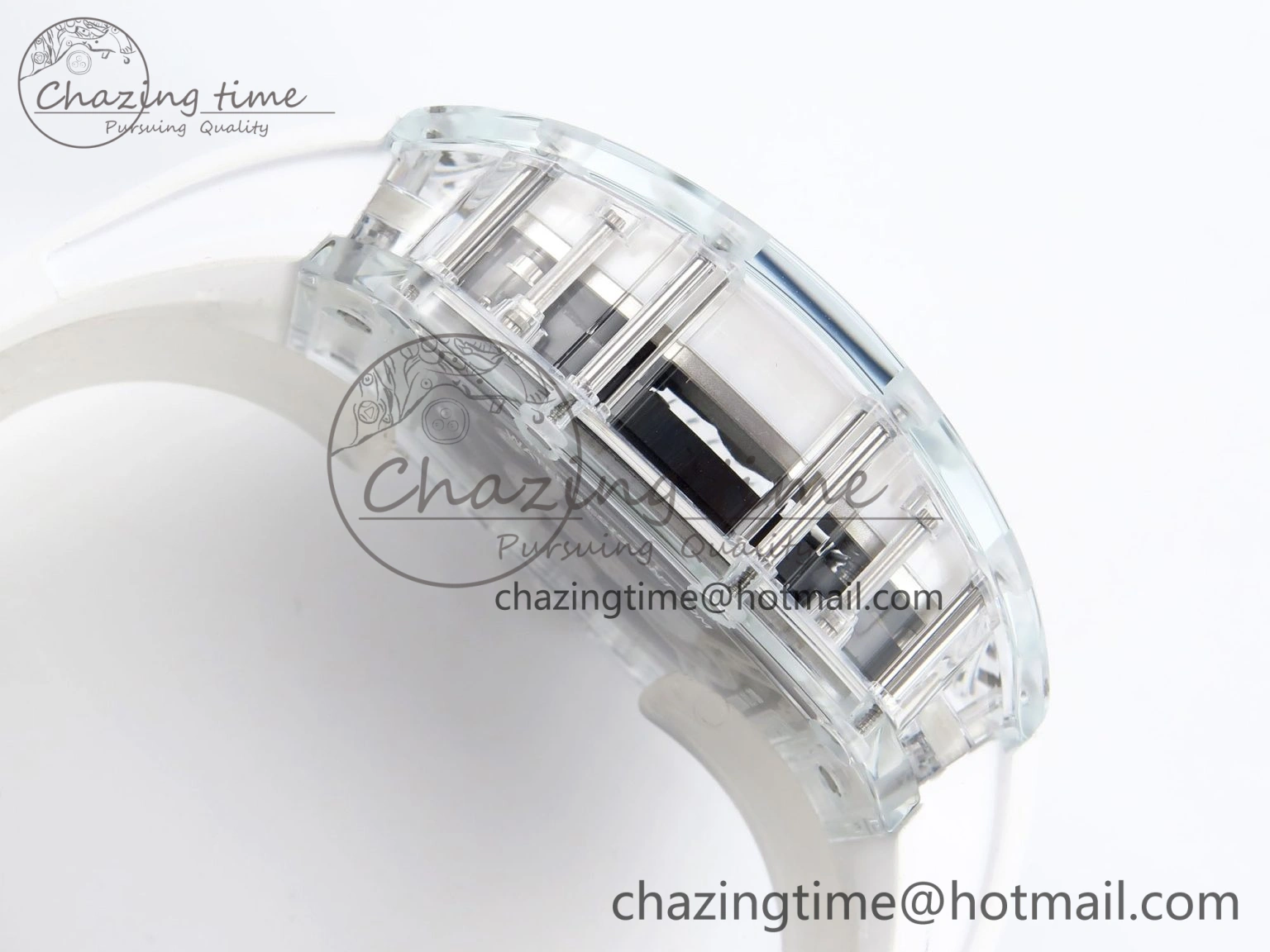 RM026 Transparent Tourbillon RM Best Edition Panda Skeleton Dial on Rubber Strap