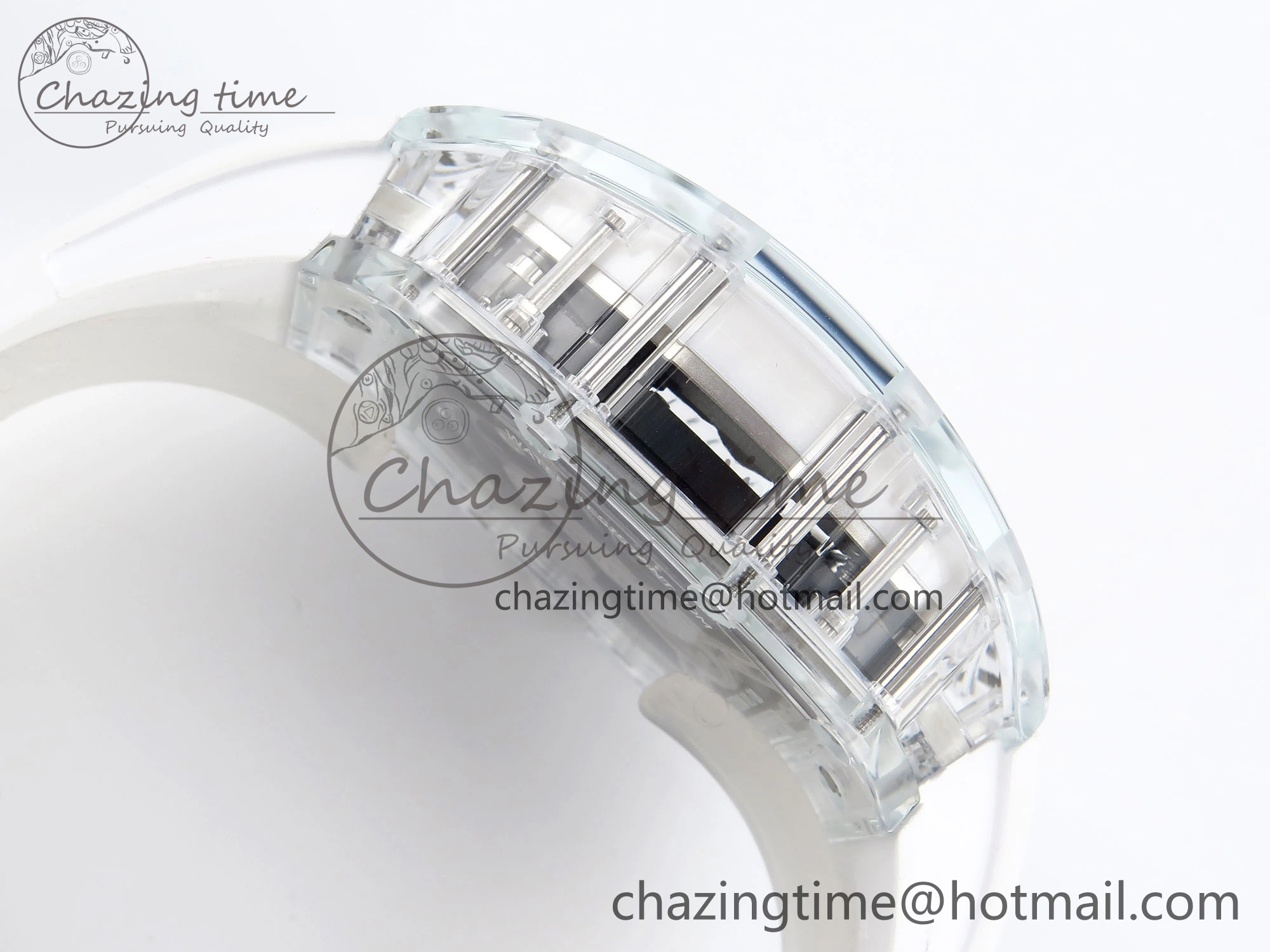 RM026 Transparent Tourbillon RM Best Edition Panda Skeleton Dial on Rubber Strap