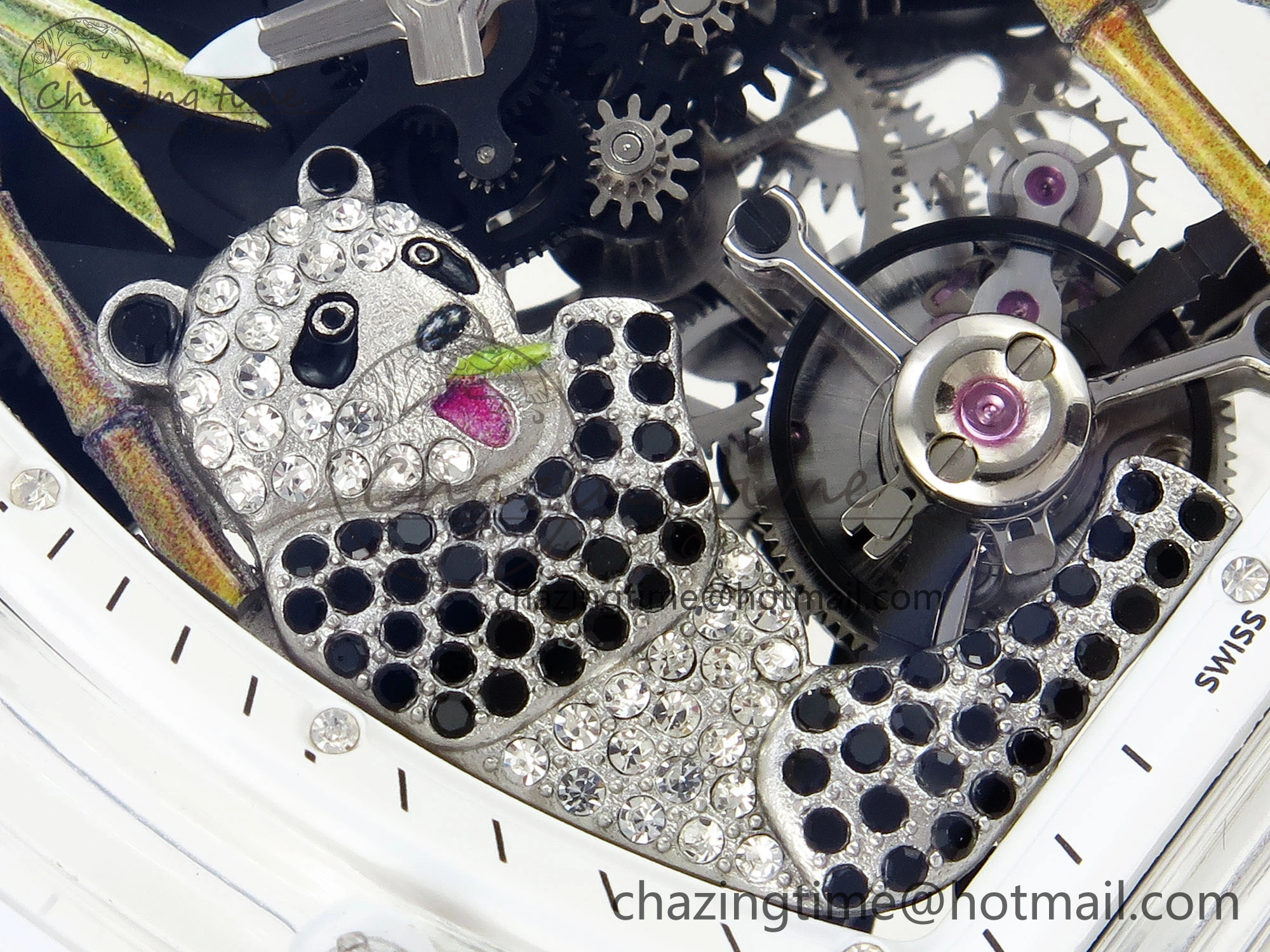 RM026 Transparent Tourbillon RM Best Edition Panda Skeleton Dial on Translucent Rubber Strap