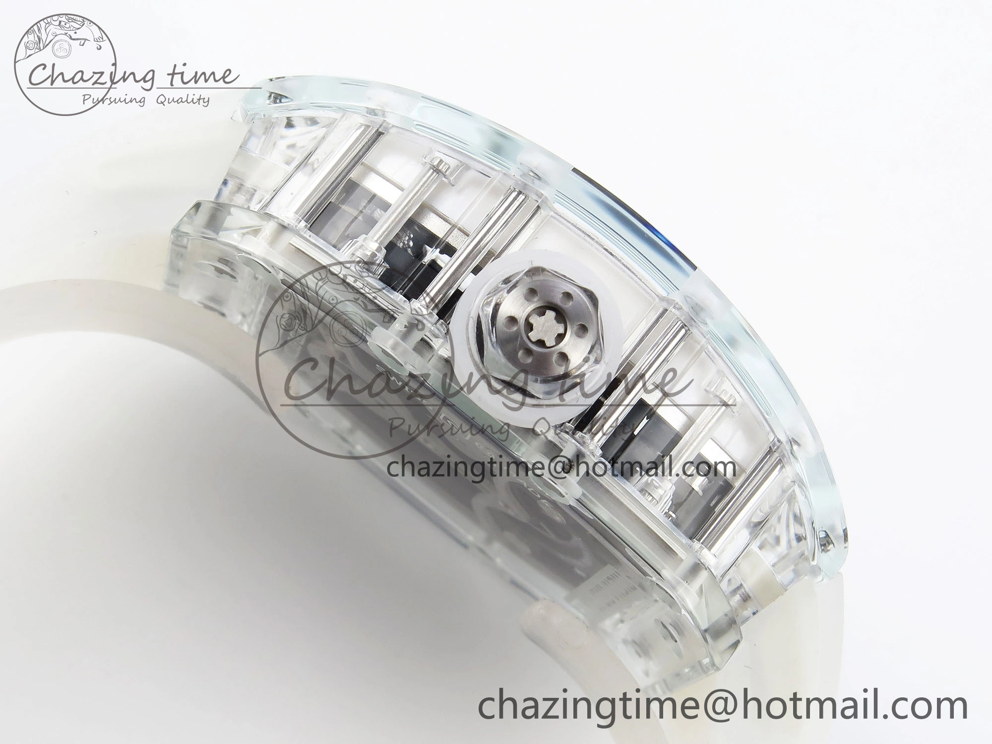 RM026 Transparent Tourbillon RM Best Edition Panda Skeleton Dial on Translucent Rubber Strap