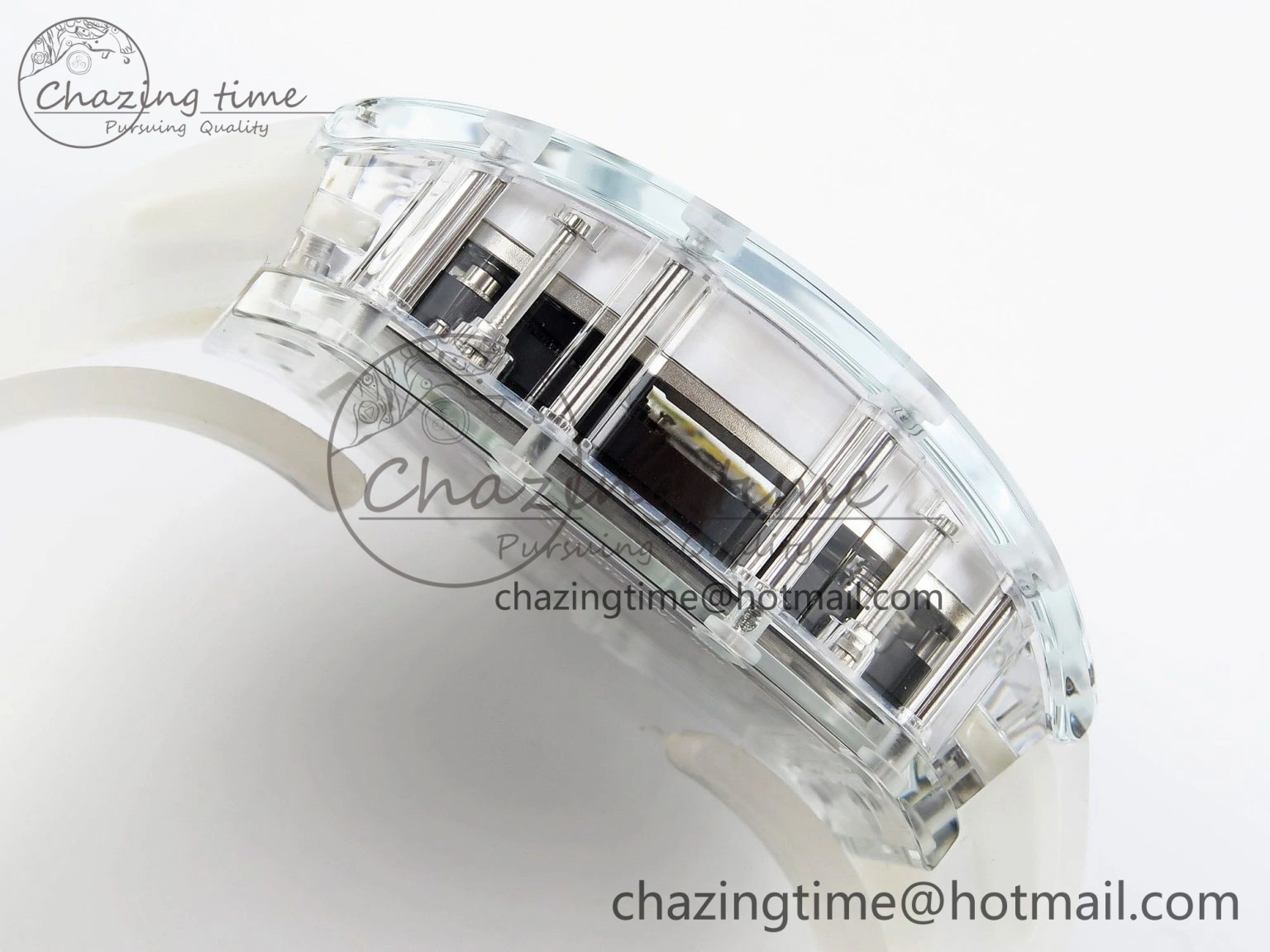RM026 Transparent Tourbillon RM Best Edition Panda Skeleton Dial on Translucent Rubber Strap
