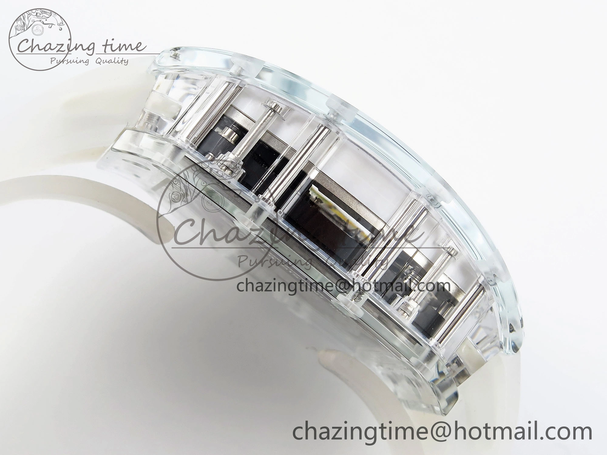 RM026 Transparent Tourbillon RM Best Edition Panda Skeleton Dial on Translucent Rubber Strap