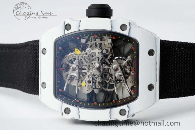 RM027-02 Nadal Real Tourbillon RMF Best Edition White Forge Carbon Black Inner Bezel on Black Nylon Strap