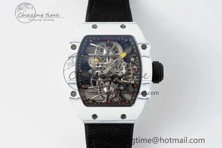RM027-02 Nadal Real Tourbillon RMF Best Edition White Forge Carbon Black Inner Bezel on Black Nylon Strap