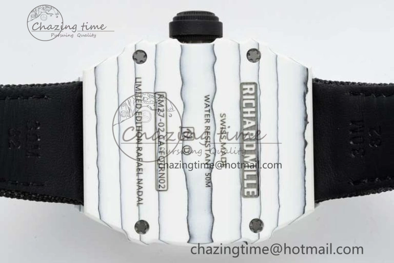 RM027-02 Nadal Real Tourbillon RMF Best Edition White Forge Carbon Black Inner Bezel on Black Nylon Strap