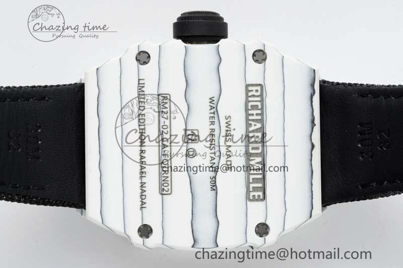 RM027-02 Nadal Real Tourbillon RMF Best Edition White Forge Carbon Black Inner Bezel on Black Nylon Strap