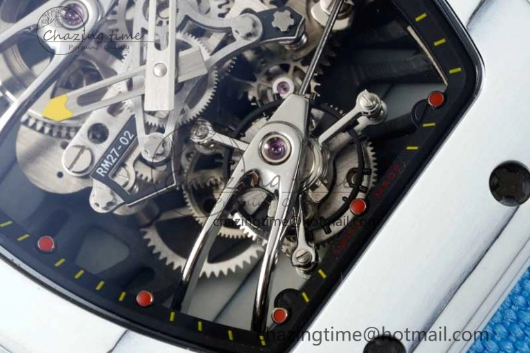 RM027-02 Nadal Real Tourbillon RMF Best Edition White Forge Carbon Black Inner Bezel on Blue Nylon Strap
