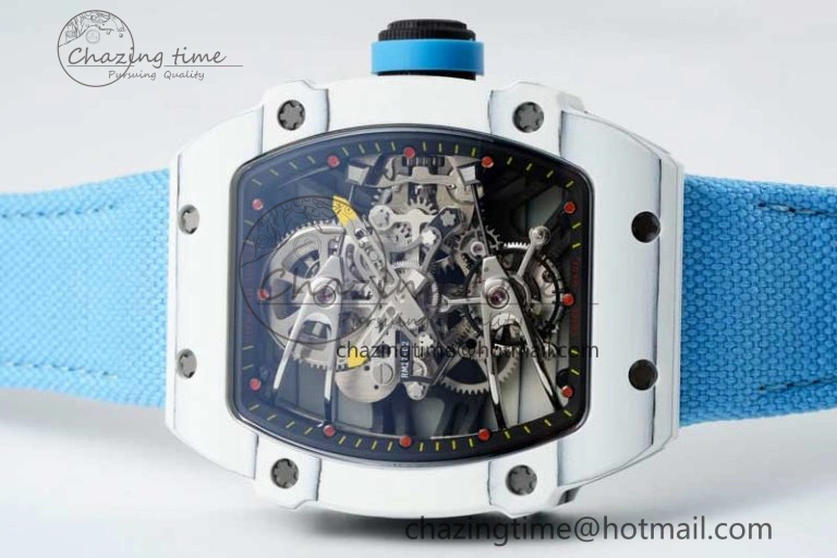 RM027-02 Nadal Real Tourbillon RMF Best Edition White Forge Carbon Black Inner Bezel on Blue Nylon Strap