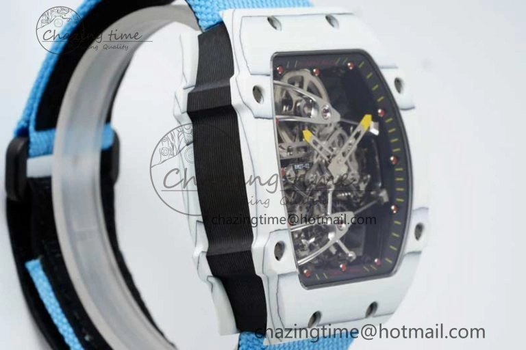 RM027-02 Nadal Real Tourbillon RMF Best Edition White Forge Carbon Black Inner Bezel on Blue Nylon Strap