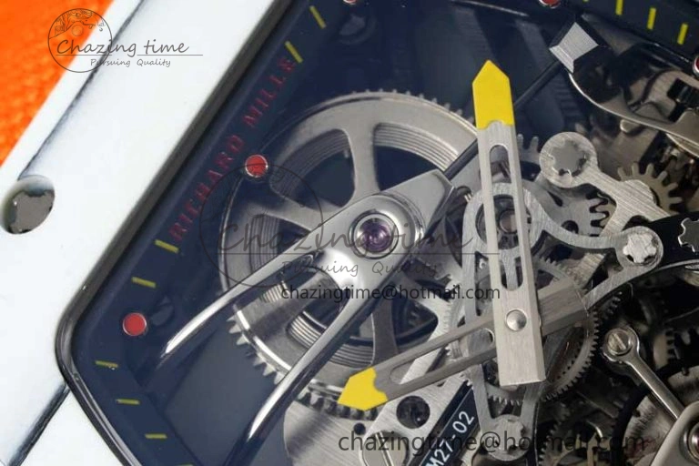 RM027-02 Nadal Real Tourbillon RMF Best Edition White Forge Carbon Black Inner Bezel on Orange Nylon Strap