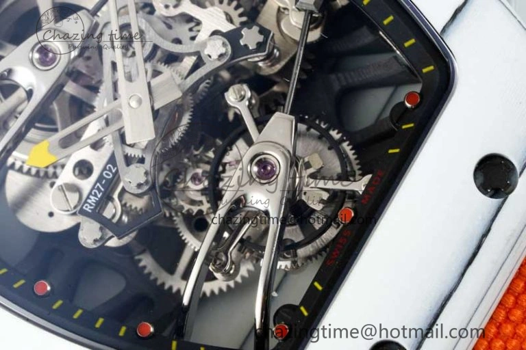 RM027-02 Nadal Real Tourbillon RMF Best Edition White Forge Carbon Black Inner Bezel on Orange Nylon Strap