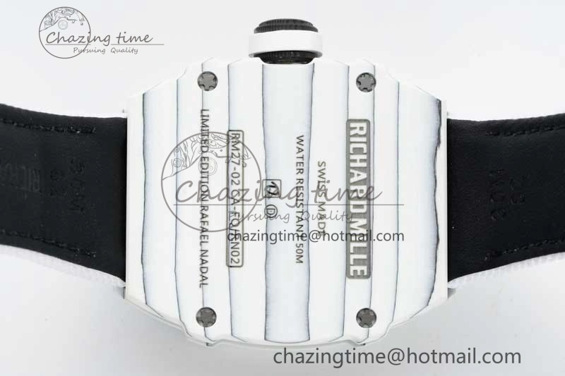 RM027-02 Nadal Real Tourbillon RMF Best Edition White Forge Carbon Black Inner Bezel on White Nylon Strap