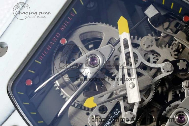 RM027-02 Nadal Real Tourbillon RMF Best Edition White Forge Carbon Black Inner Bezel on White Nylon Strap