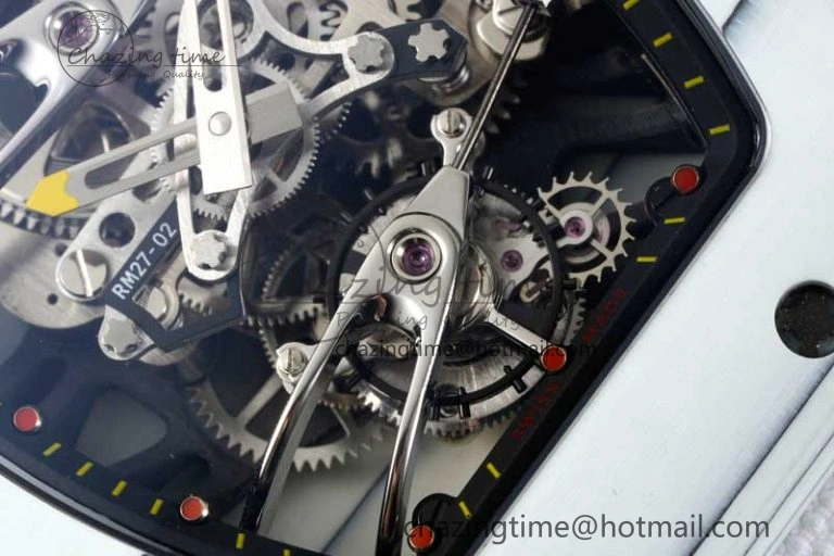 RM027-02 Nadal Real Tourbillon RMF Best Edition White Forge Carbon Black Inner Bezel on White Nylon Strap