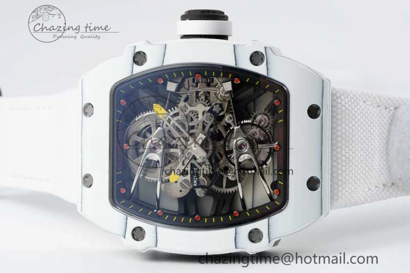 RM027-02 Nadal Real Tourbillon RMF Best Edition White Forge Carbon Black Inner Bezel on White Nylon Strap
