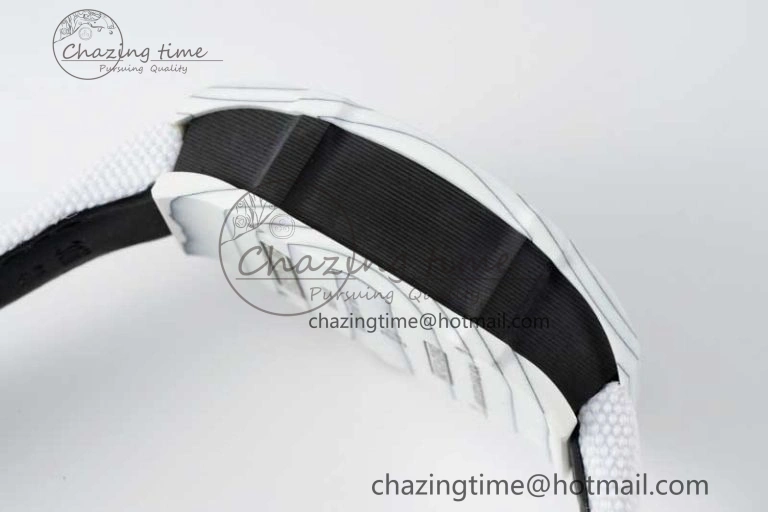 RM027-02 Nadal Real Tourbillon RMF Best Edition White Forge Carbon Black Inner Bezel on White Nylon Strap