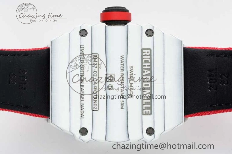 RM027-02 Nadal Real Tourbillon RMF Best Edition White Forge Carbon Red Inner Bezel on Red Nylon Strap