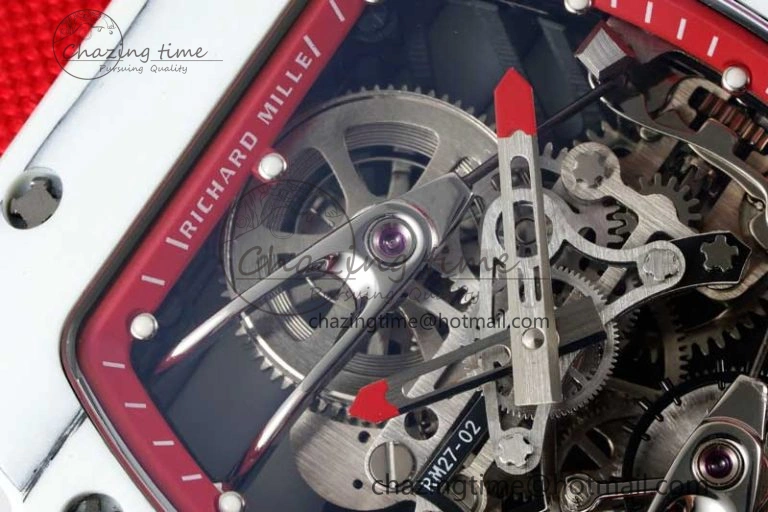 RM027-02 Nadal Real Tourbillon RMF Best Edition White Forge Carbon Red Inner Bezel on Red Nylon Strap