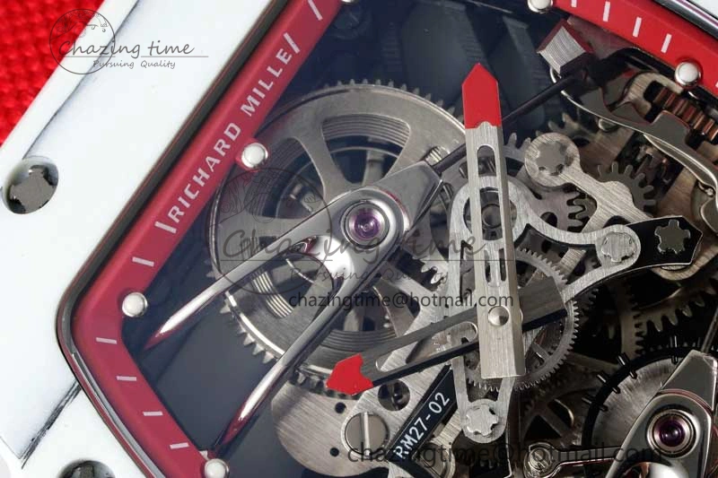 RM027-02 Nadal Real Tourbillon RMF Best Edition White Forge Carbon Red Inner Bezel on Red Nylon Strap