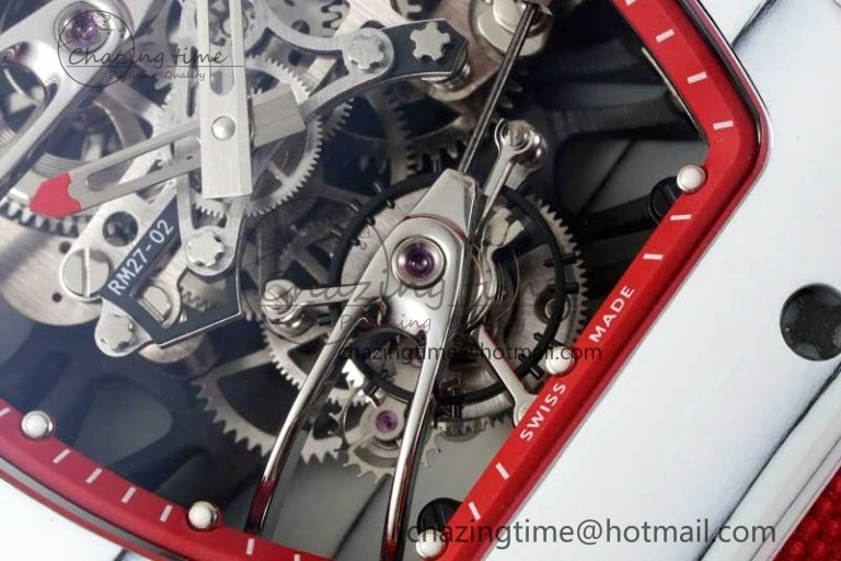 RM027-02 Nadal Real Tourbillon RMF Best Edition White Forge Carbon Red Inner Bezel on Red Nylon Strap