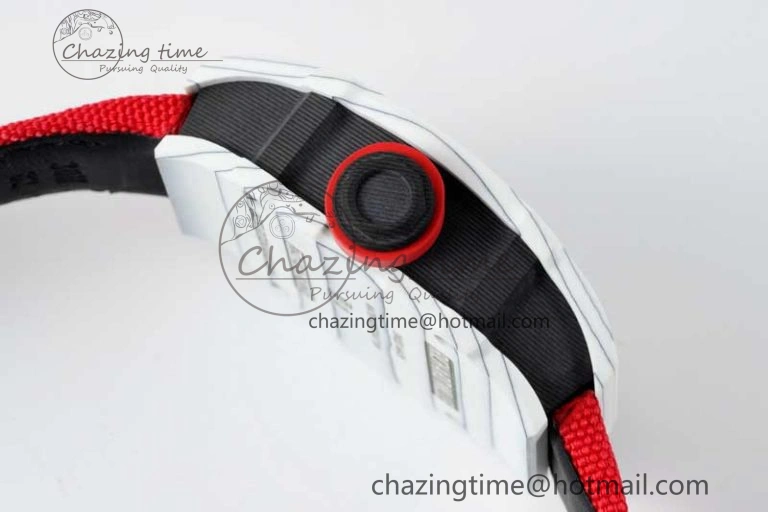 RM027-02 Nadal Real Tourbillon RMF Best Edition White Forge Carbon Red Inner Bezel on Red Nylon Strap