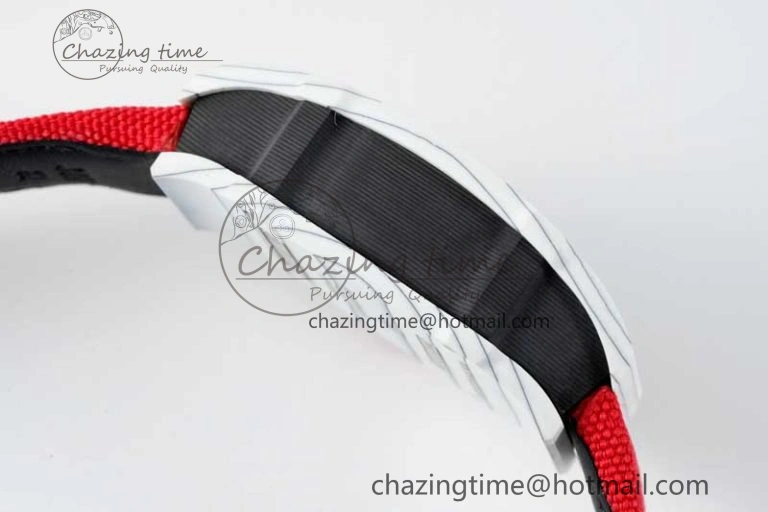 RM027-02 Nadal Real Tourbillon RMF Best Edition White Forge Carbon Red Inner Bezel on Red Nylon Strap