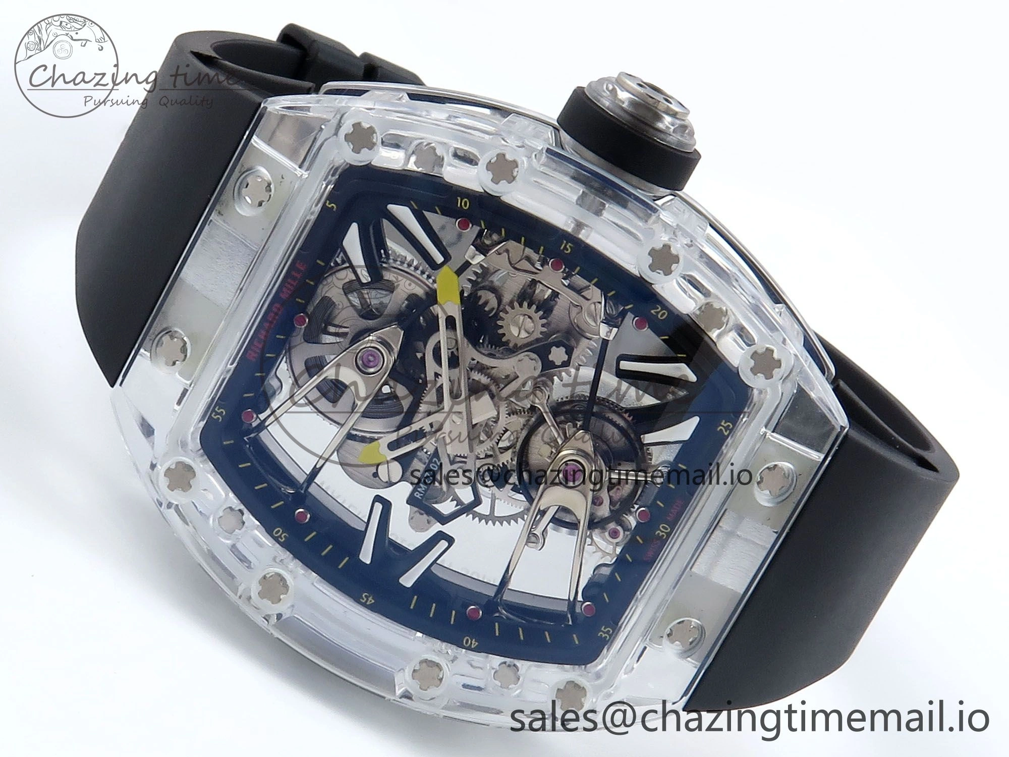 RM027-02 Transparent Tourbillon RMF Best Edition Skeleton Dial on Black Rubber Strap