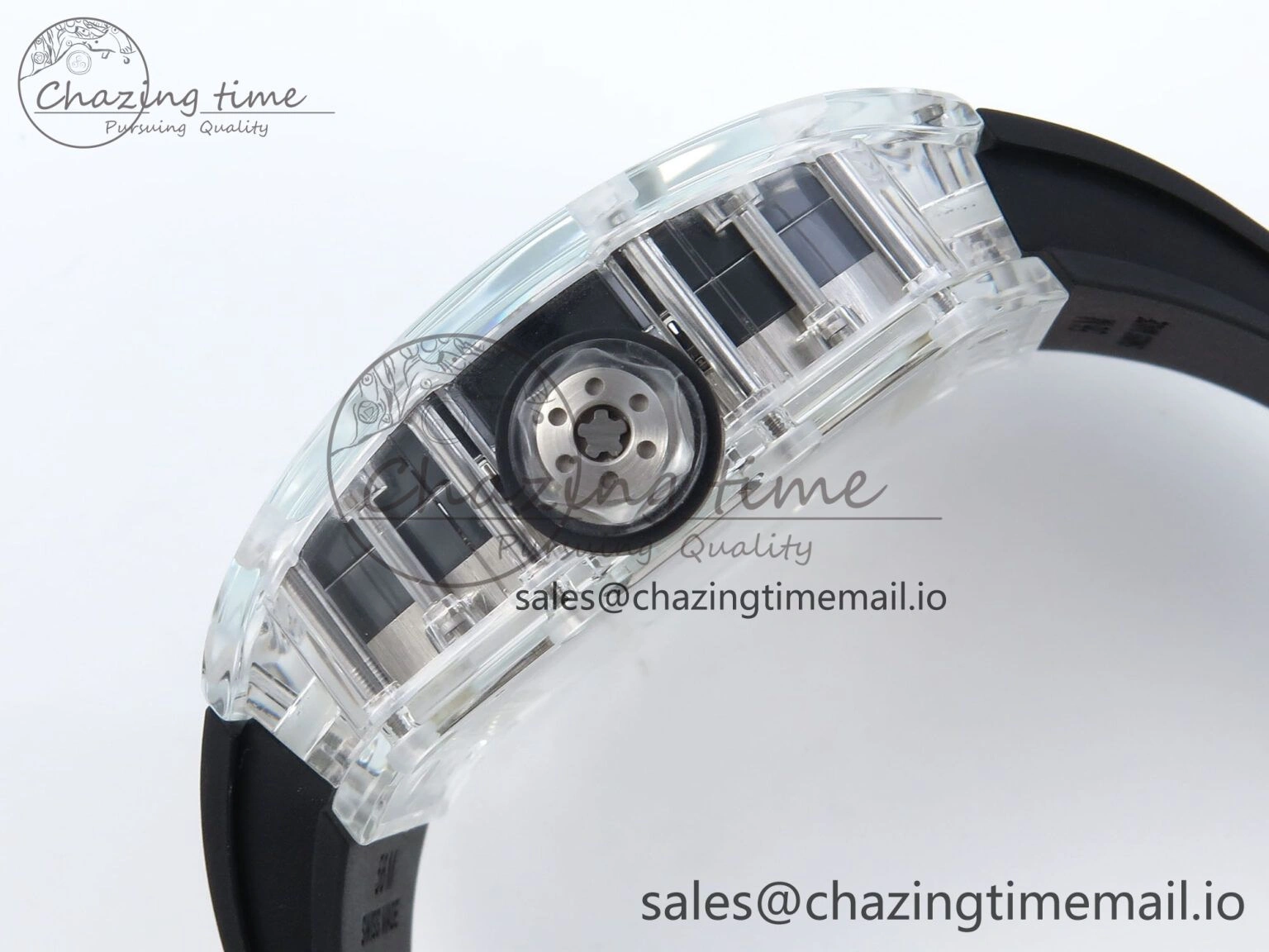 RM027-02 Transparent Tourbillon RMF Best Edition Skeleton Dial on Black Rubber Strap