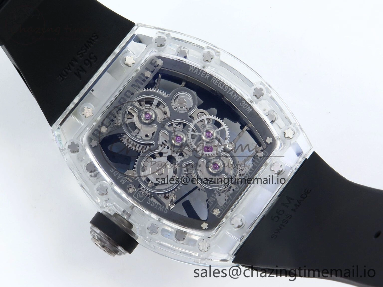 RM027-02 Transparent Tourbillon RMF Best Edition Skeleton Dial on Black Rubber Strap