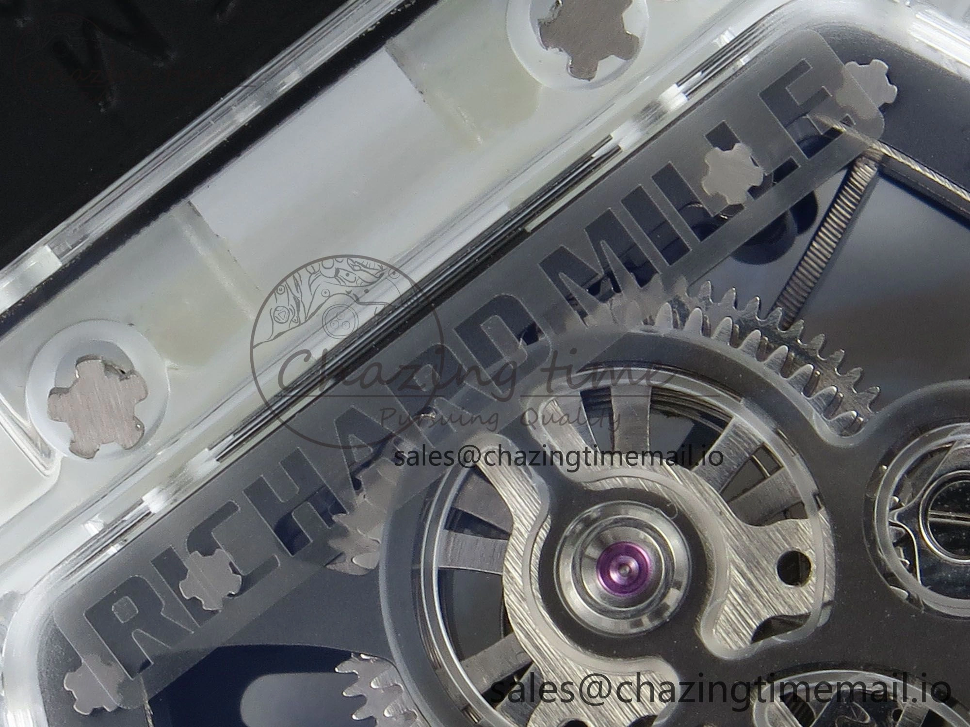 RM027-02 Transparent Tourbillon RMF Best Edition Skeleton Dial on Black Rubber Strap