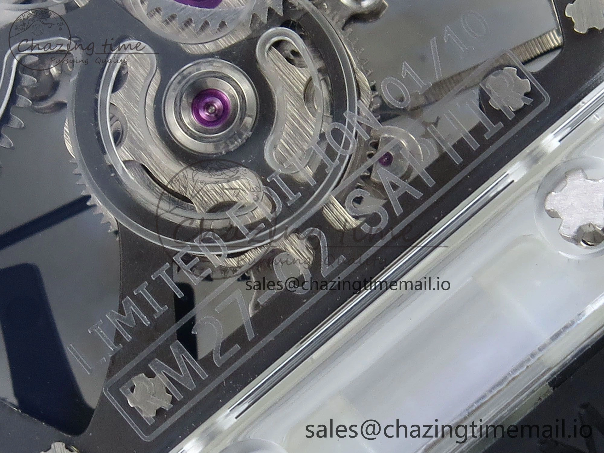 RM027-02 Transparent Tourbillon RMF Best Edition Skeleton Dial on Black Rubber Strap